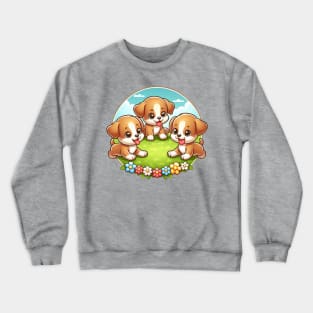 A trio of playing puppies Crewneck Sweatshirt